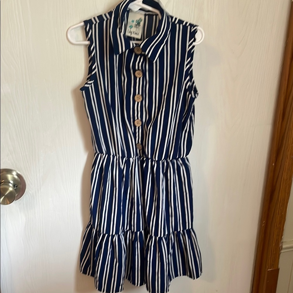 Lily Bleu Blue and White Sleeveless Sundress